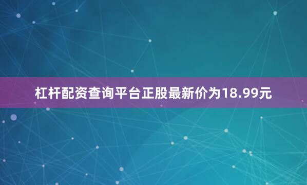 杠杆配资查询平台正股最新价为18.99元